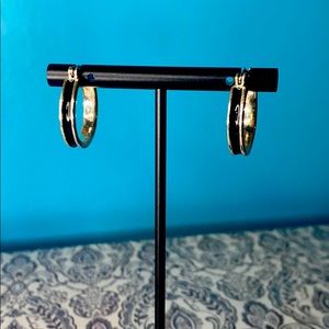 Silver & Black Hoop Earrings